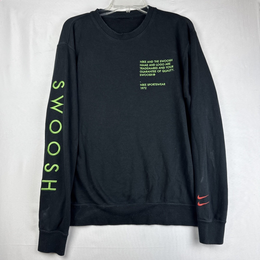 Nike NSW Swoosh SBB‎ Crew Neck Black Pullover Sweatshirt Men's Size Large